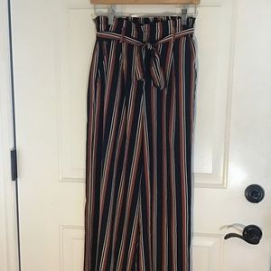 FREE PEOPLE MINKPINK STRIPE CROPPED TROUSERS. S